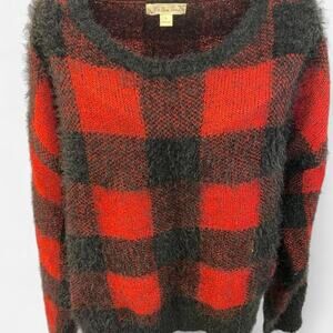 Red and black fuzzy sweater